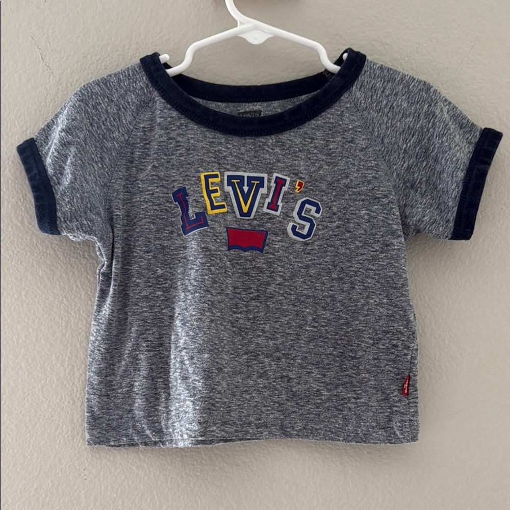 Levi's Gray and Blue Short Sleeve Graphic Ringer Tee Casual Collection Size 24M